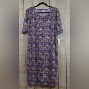 LuLaRoe Julia Purple Floral Midi Dress